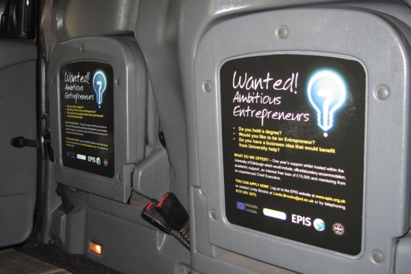 Taxi advertising Internal Tip Seats