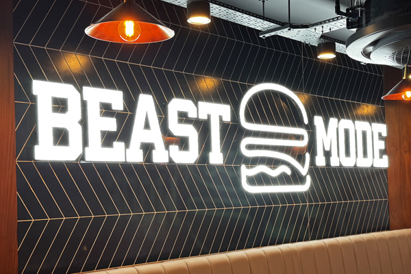 Beast mode - Iluminated burger sign